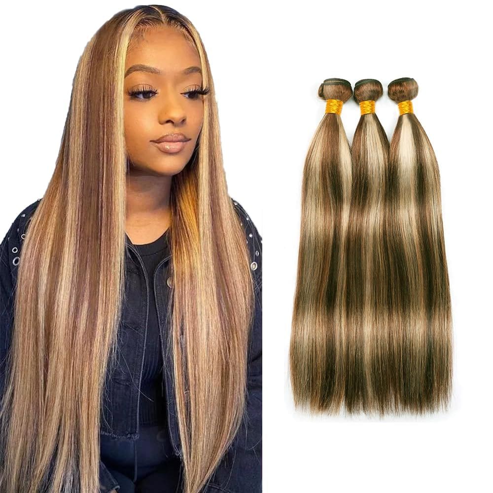 Pacotes de cabelo NecVDCvs Highlight Blonde Straight 3x26-30