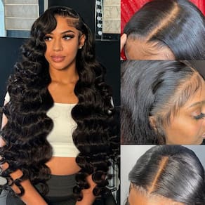 Peruca frontal de renda Samrabeauty Body Wave 100% cabelo humano 18"