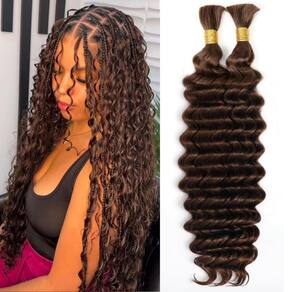 Trançando o cabelo OKVOKV Chocolate Brown #4 Deep Water Wave