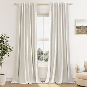 Conjunto de cortinas Guken Cream Linen Blackout 330 cm de comprimento e 2 painéis