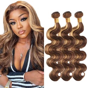 Pacotes de cabelo humano HRCeyOCR P4/27 Blonde Body Wave 70-80cm
