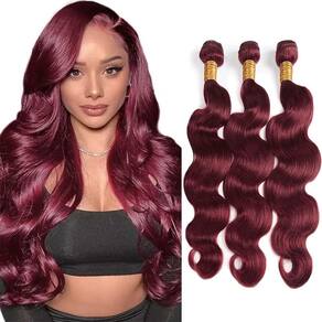 Extensões de cabelo Niciitysi 99j Burgundy Body Wave 50-60cm