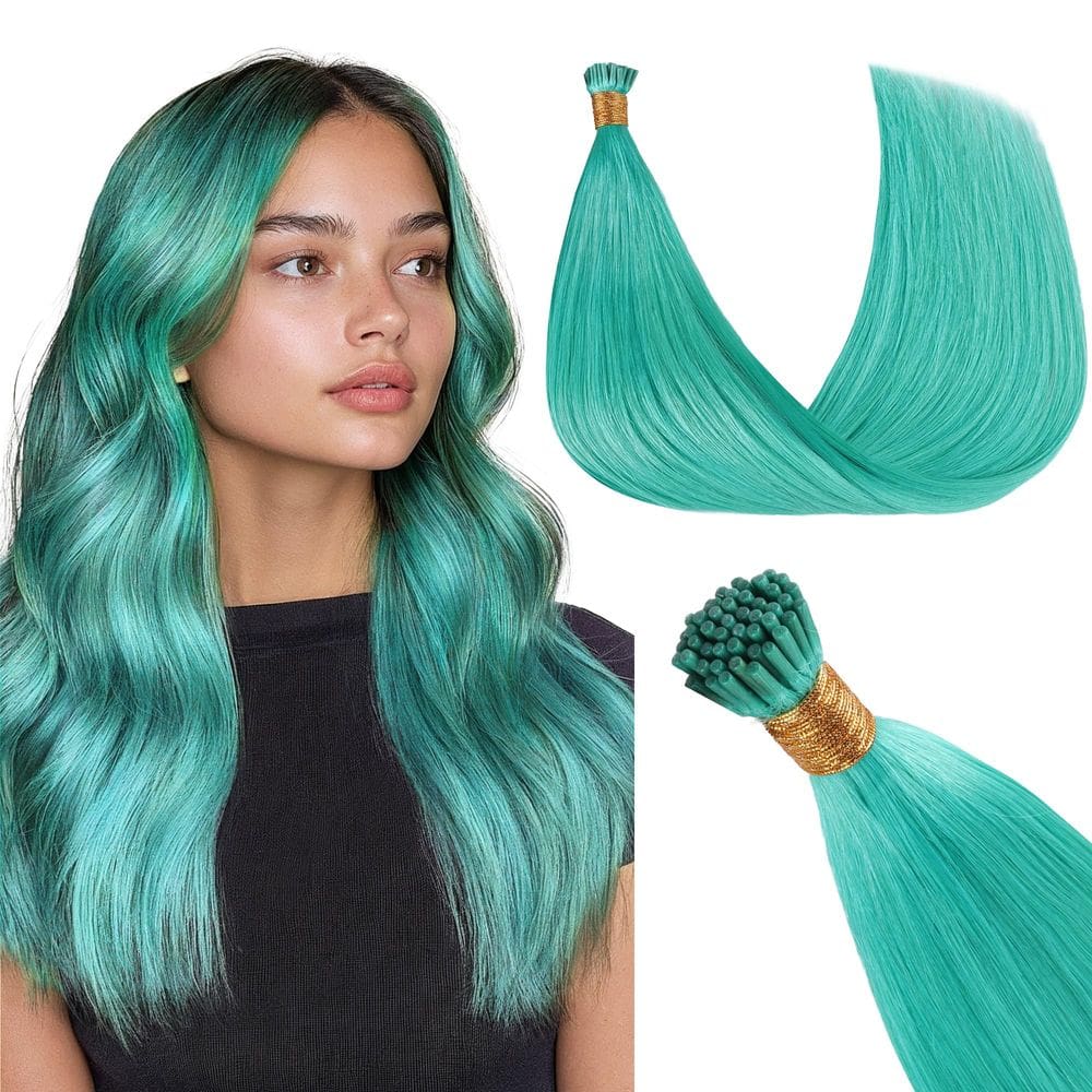 Extensões de cabelo GOO GOO I Tip 22 polegadas 50 g verde azulado