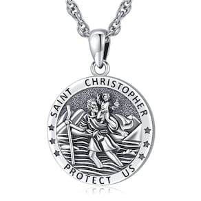 Colar LOOVE Saint St Christopher S925 em prata esterlina
