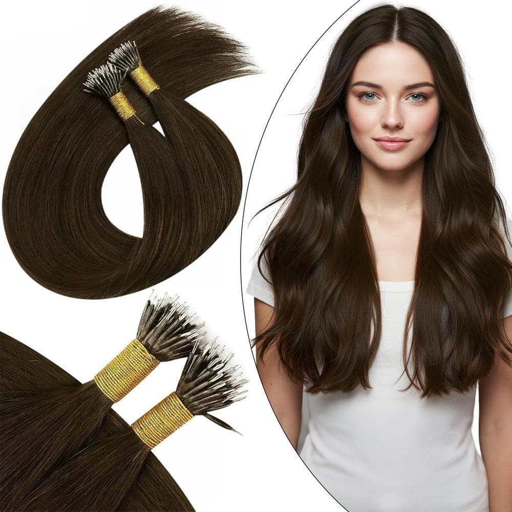 Extensões de cabelo Ugeat Nano Bead Chocolate Brown 22" 50g