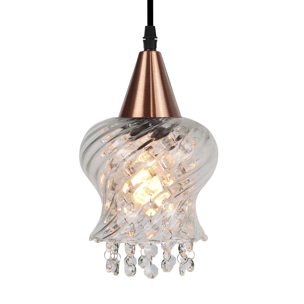 Lustre Pendente Taschibra Cristal Aisha Rigato E27 Transparente Bivolt Cobre
