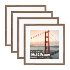 Porta-retratos KINLINK Brown Wood 16x16 para 12x12 com tapete, pacote com 4