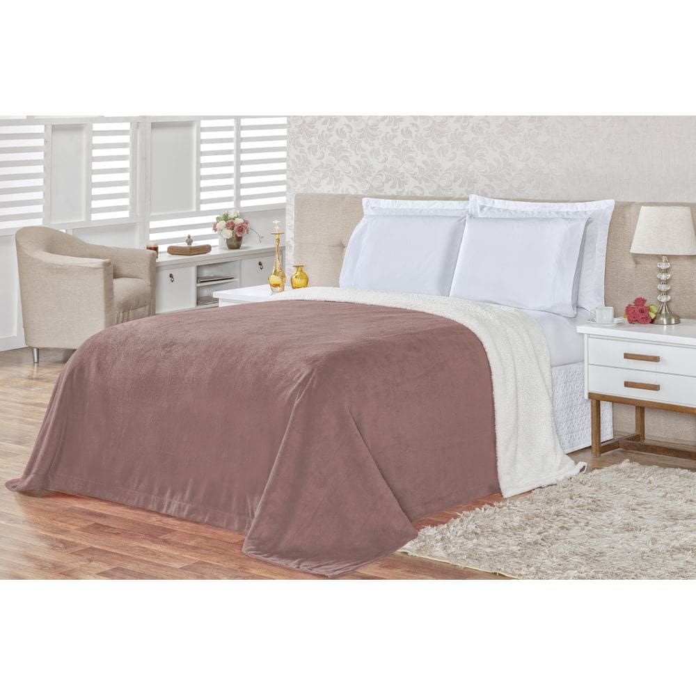 Cobertor Alaska Queen 1 Peça Rosê