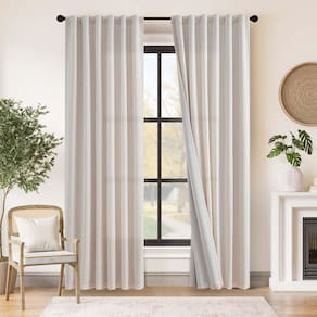 Cortinas jinchan Linen Blackout 229x228cm com forro cinza, 2 painéis