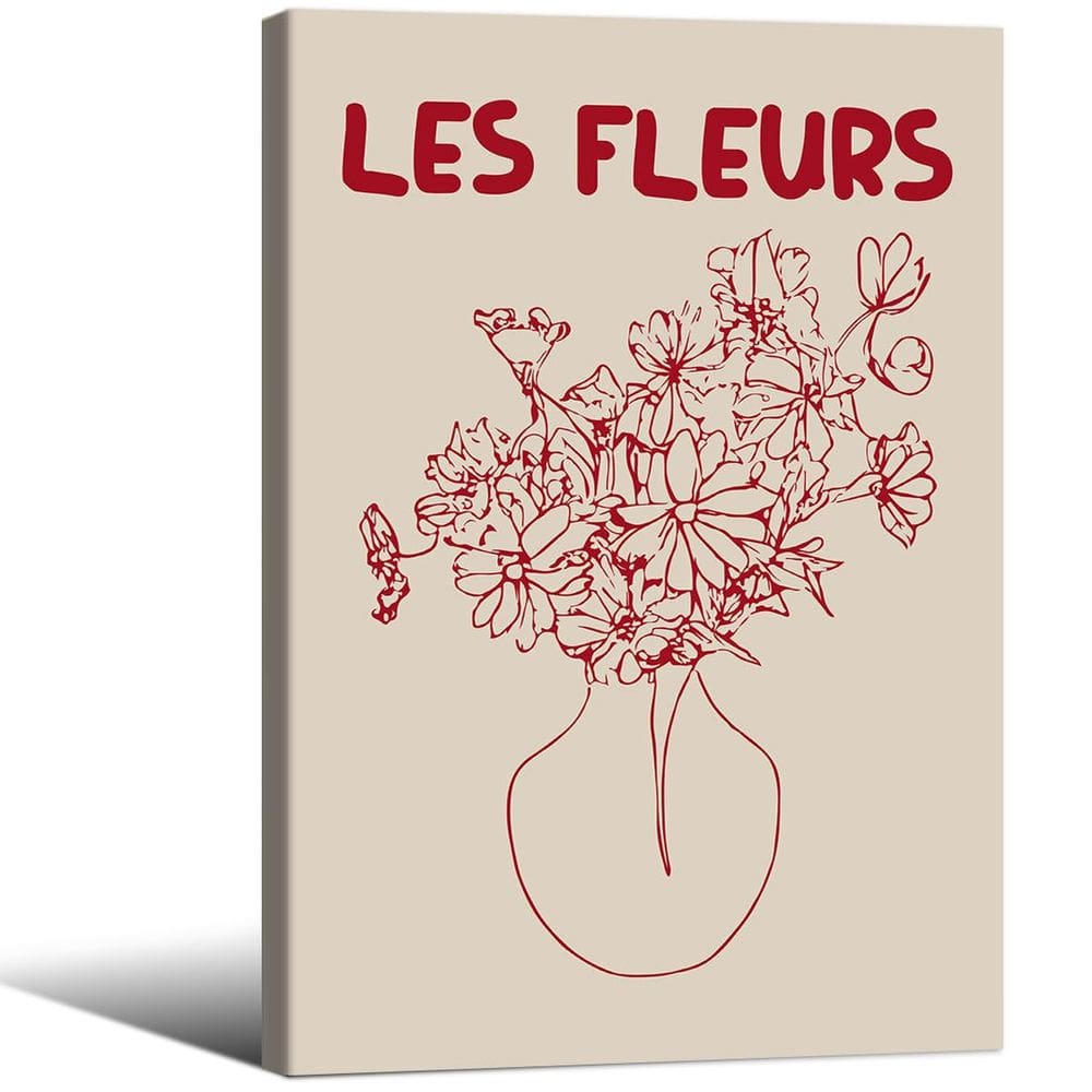 Pôster de arte de parede em tela Lmuwecno Les Fleurs 40x60cm com moldura