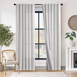 Cortinas jinchan Linen Blackout 229x228cm com forro cinza, 2 painéis