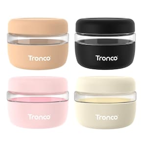 Recipiente de lancheira de vidro Tronco 480 ml com tampa, conjunto de 4