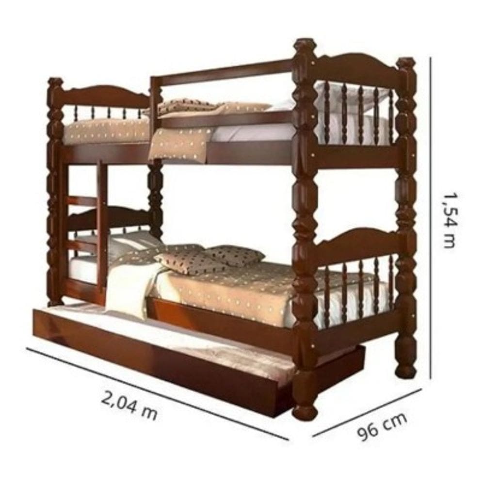 Beliche palmo com cama auxiliar- castanho