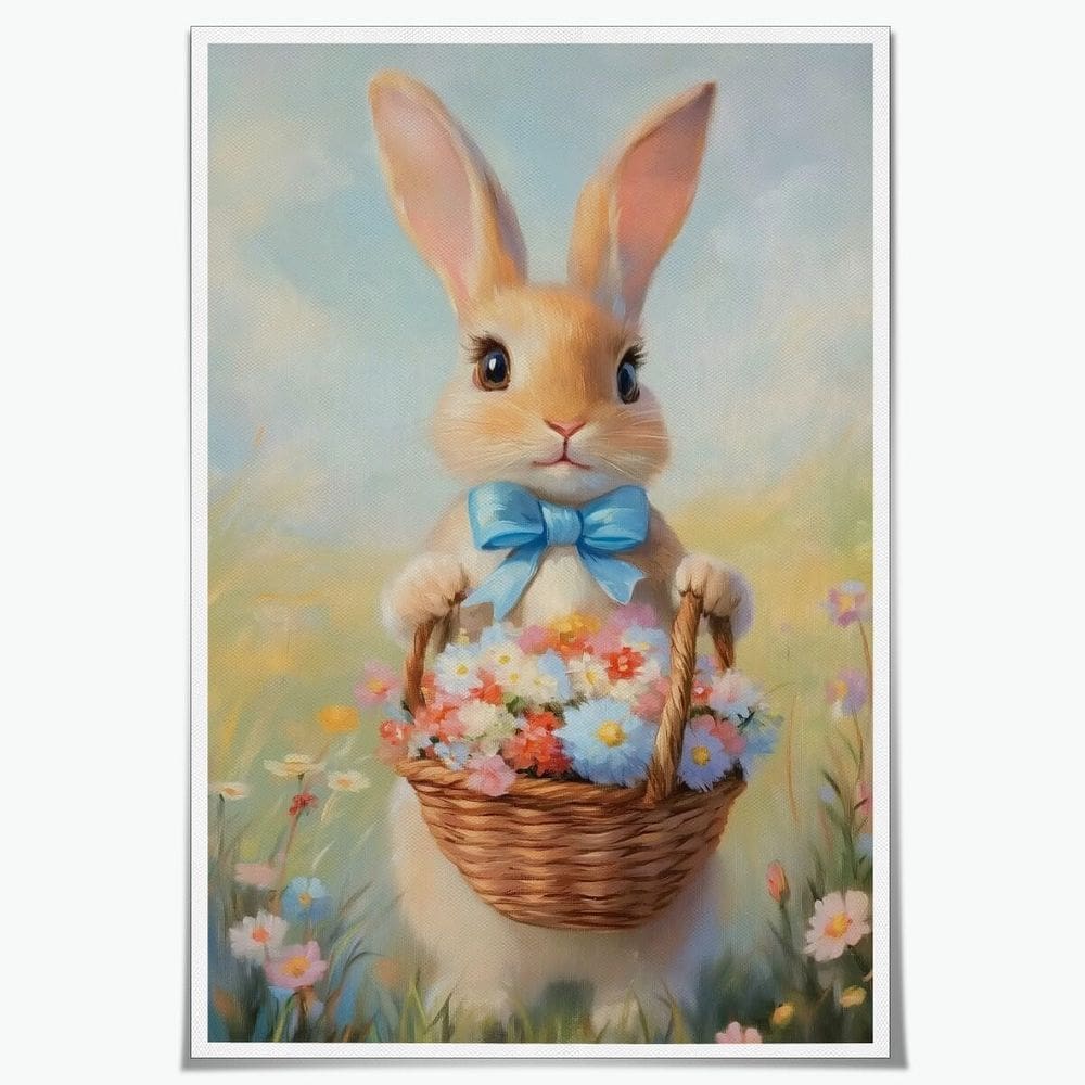 Pôster de arte de parede do coelhinho da Páscoa vintage 40x60cm sem moldura