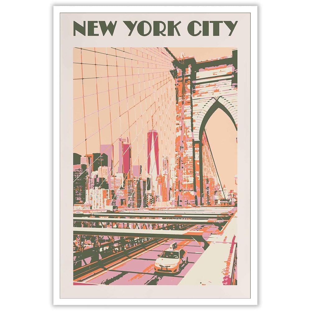 Pôster de lona vintage com paisagem da cidade de Nova York 40x60cm