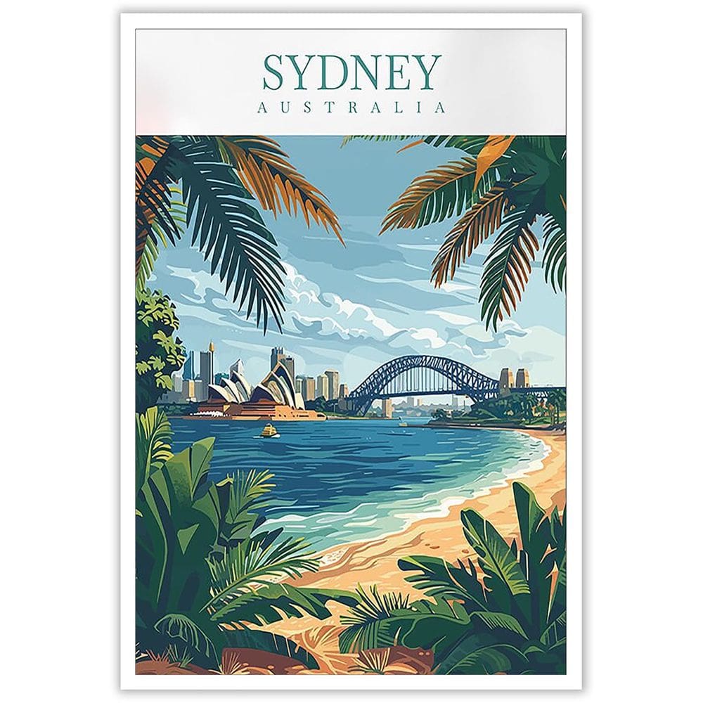Pôsteres em tela, paisagem da cidade de Sydney, arte de parede, viagens, 40x60cm