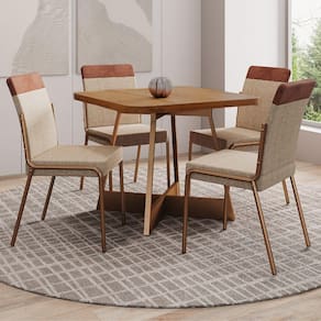 Conjunto Sala de Jantar 4 Cadeiras Seul Carraro Nogal