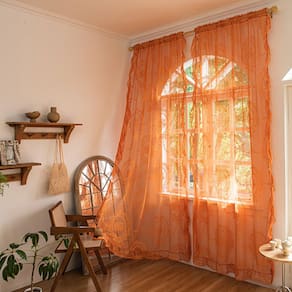 Cortinas Lavyhuno Burnt Orange Lace Sheer 160x160cm 2 painéis