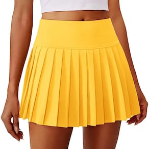 Saia de tênis PINSPARK de cintura alta com bolsos para mulheres amarela S