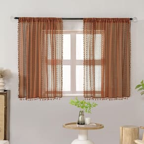 Cortinas de janela de cozinha WAZZIO Terracotta Cotton Blend Crochet