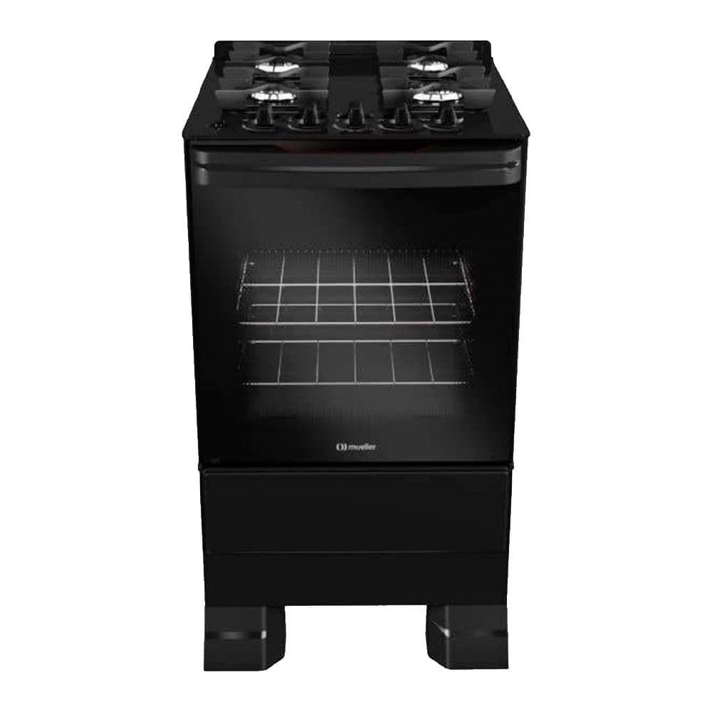 Fogão a Gás Mueller MFV4BF 4 Bocas Mesa de Vidro Preto Fosco - Bivolt