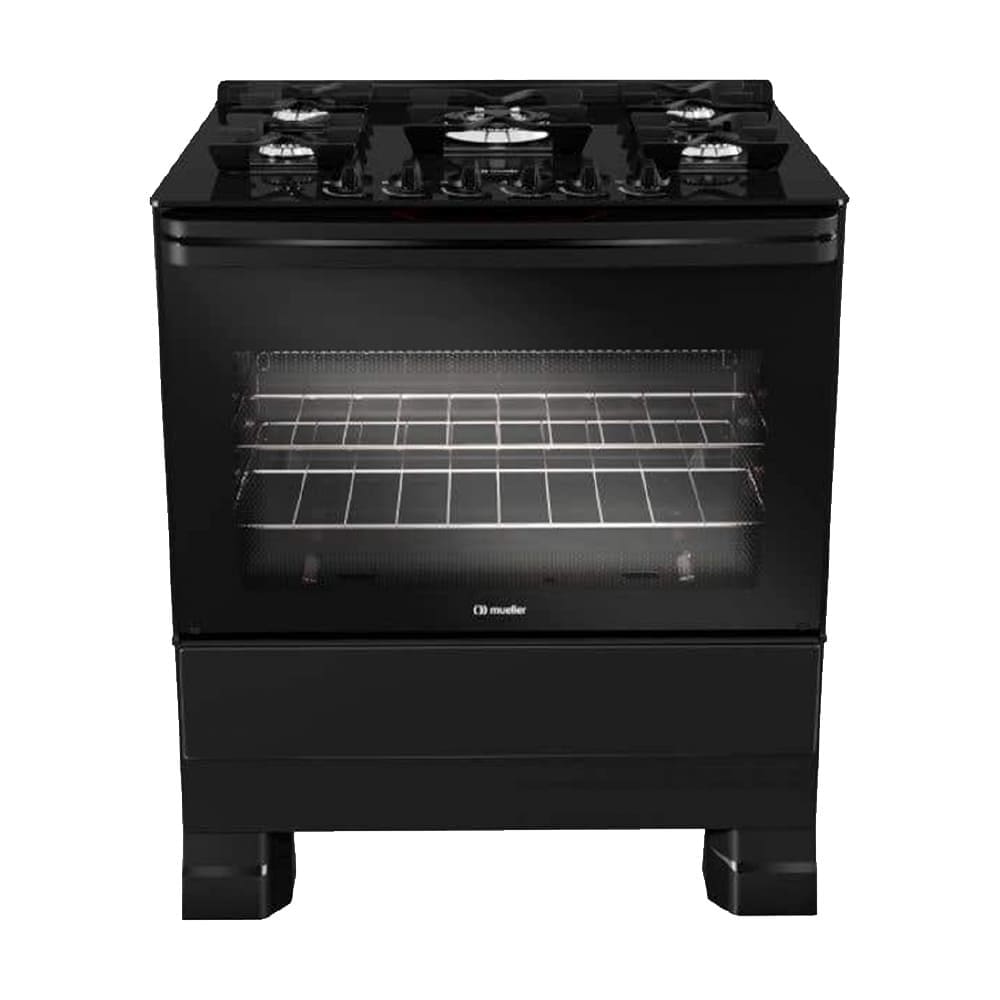Fogão a Gás Mueller MFV5BF 5 Bocas Mesa de Vidro Preto Fosco - Bivolt