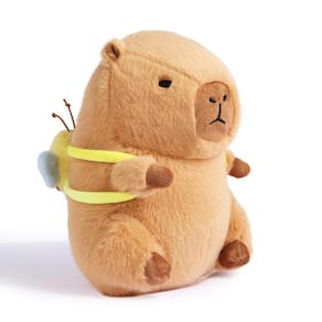 Almofada de boneca capivara de pelúcia com mochila de abelha de 30 cm para crianças