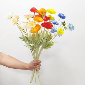 Flores artificiais DODXIAOBEUL Poppy Silk 9 peças multicoloridas