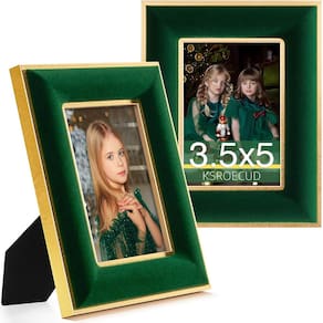 Porta-retratos KSROECUD Velvet 3.5x5 verde com ouro metálico