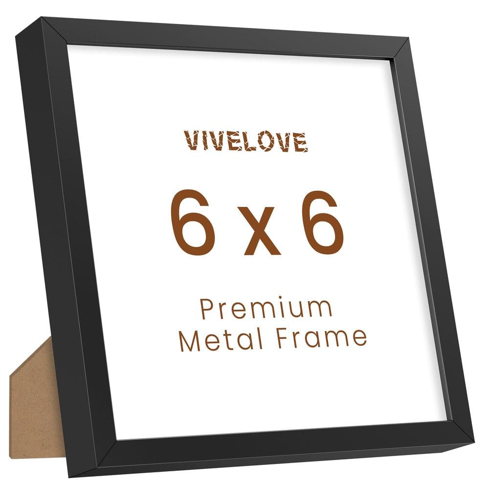 Porta-retratos Vivelove 6x6 em metal preto em alumínio com vidro