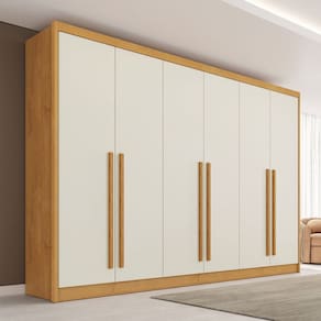 Guarda-Roupa Casal Valencia 6 Portas 6 Gavetas 100% Mdf Peroba/Off White - Mademarques