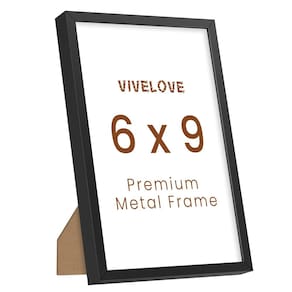 Porta-retratos Vivelove 6x9 em metal preto em alumínio com vidro