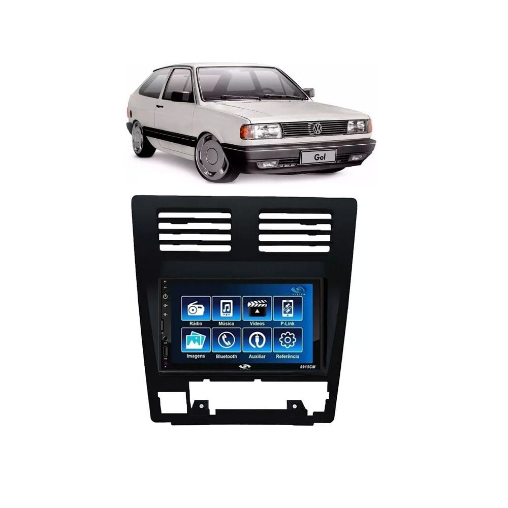 Kit Multimídia Gol Parati Saveiro 88 / 95 Voyage 90 / 97 7 Pol Mp5 Bt Usb Sd Espelhamento