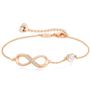 Pulseira CDE Rose Gold Initial Heart Infinity para mulheres