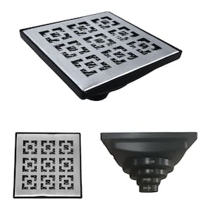 Ralo Inox 304 modelo 15x15 Dubai com Tela e Coletor Preto Saída Adapt de 40mm até 100mm