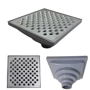 Ralo Aluminio modelo 15x15 Bolinha com Tela e Coletor Cinza Saída Adapt de 40mm até 100mm