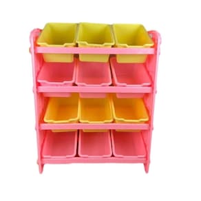 Organizador Infantil Estante Bau Brinquedos 12 Gavetas Caixas Coloridas Armario Quarto Meninas Rosa