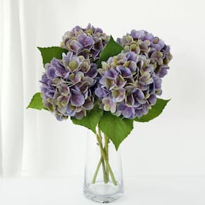Flores artificiais ZYTUYO Faux Hydrangea Purple Green x4
