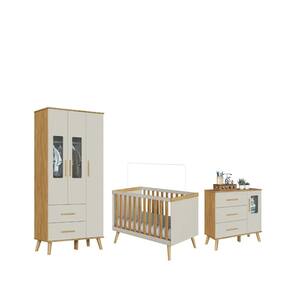 Quarto Completo Bebe Moveis Peroba Sky Retro Berço 3x1 MDF