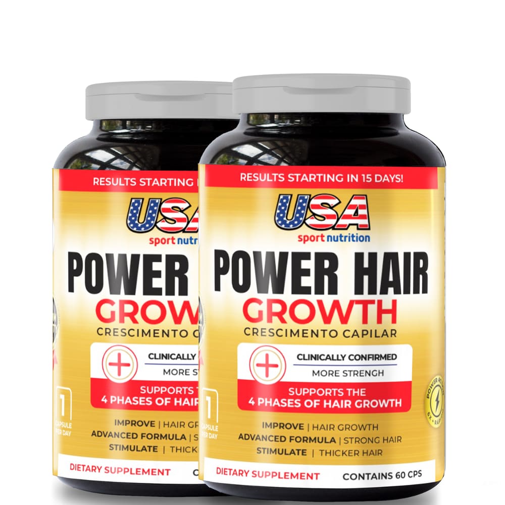 Crescimento Capilar ACELERADO - Power Hair Growth (FÓRMULA AMERICANA) (120 Cap) - USA Sport Nutrition