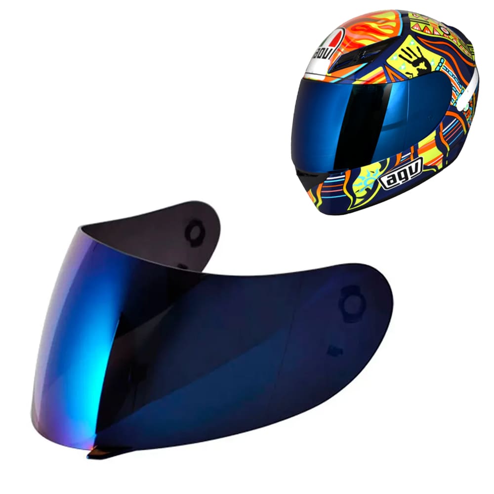 Viseira Capacete Agv K3 K4 Azul Iridium - Polivisor