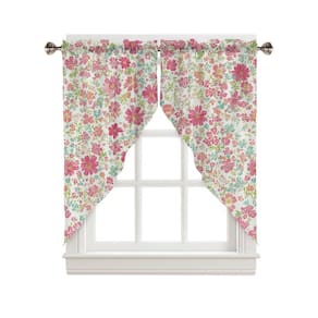 Cortina Valances CAPSCEOLL Spring Pink Flowers 74x91cm 2 painéis