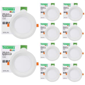 10 Painel De Led Redondo Embutir Recuado 12W Bivolt 4000K