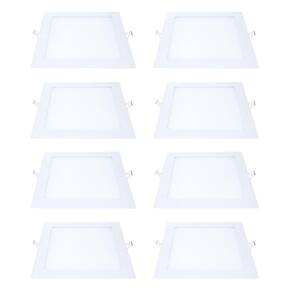 Kit 8 Painel Led Embutir Quadrado Luz Fria 6500K 12W 17Cm