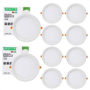 10 Painel De Led Redondo Embutir Recuado 24W Bivolt 6500K