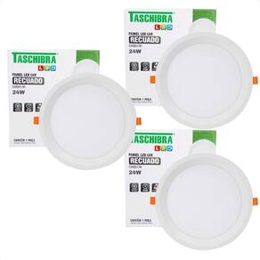 3 Painel De Led Redondo Embutir Recuado 24W Bivolt 6500K