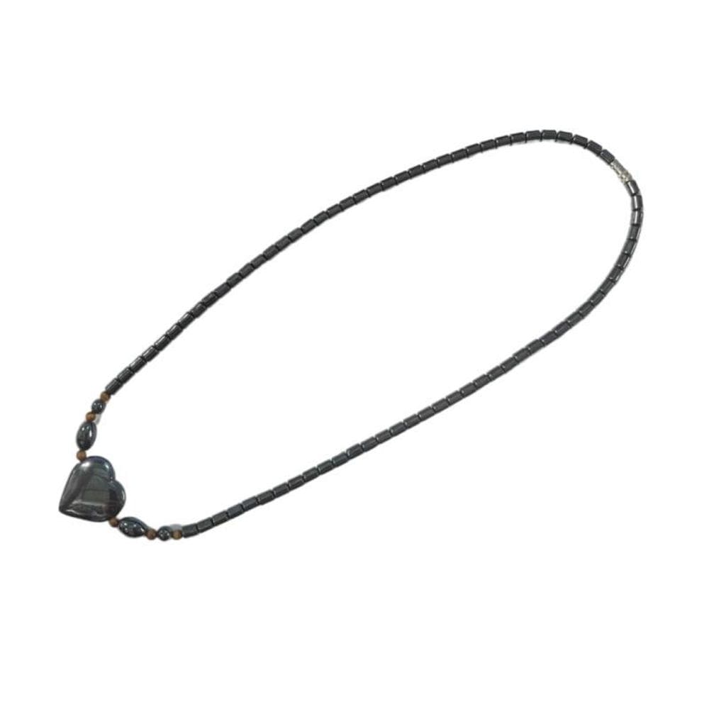 Colar Feminino Pedra Natural Hematita Coração 40Cm