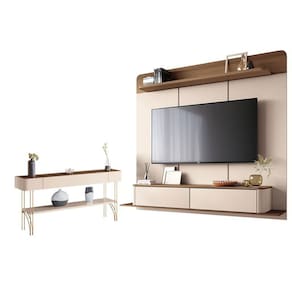 Home Suspenso Galax e Aparador Vivant Castanho Off White - HB Móveis
