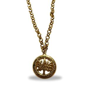 Colar Feminino Dourado Aço Inox Árvore Da Vida Elo Português