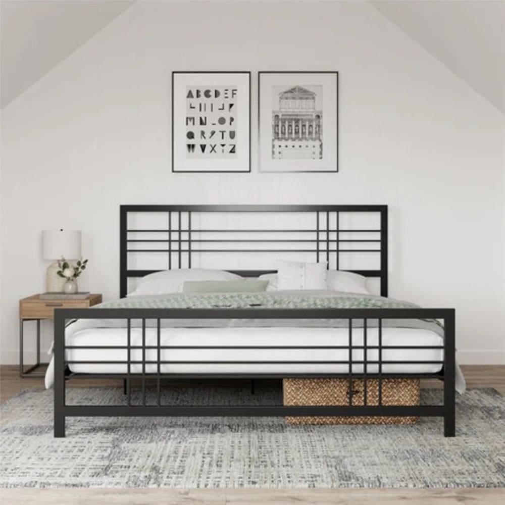 Cama De Casal Queen Aço Estilo Industrial Mobbili Ca-04